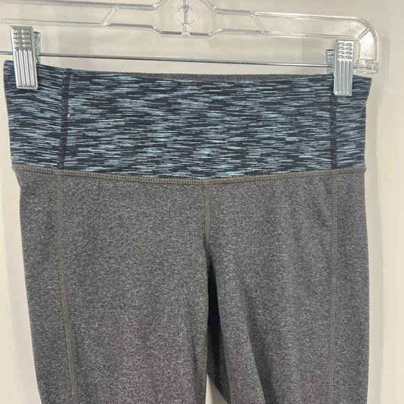 Athleta Gray Leggings Ankle Cropped Heathered Blue Racing Strip Running Women XS - Picture 10 of 10